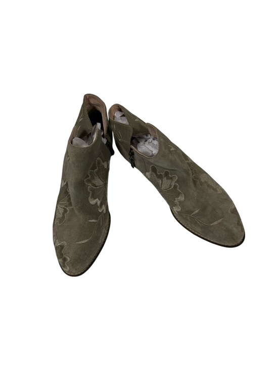 Seychelles Shoes - Seychelles Olive Suede Boots with Floral Embroidery size 9.5